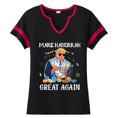 Make Hanukkah Great Again Trump Jewish Ugly Chanukah Gift Ladies Halftime Notch Neck Tee