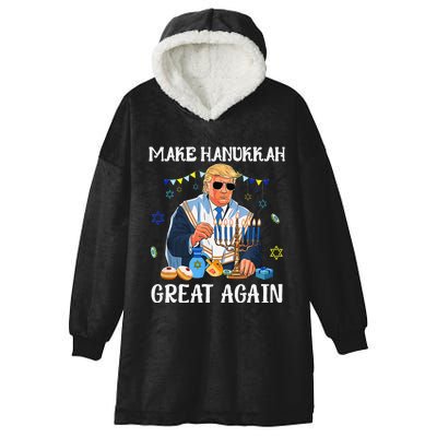 Make Hanukkah Great Again Trump Jewish Ugly Chanukah Gift Hooded Wearable Blanket