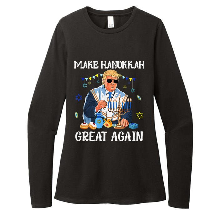 Make Hanukkah Great Again Trump Jewish Ugly Chanukah Gift Womens CVC Long Sleeve Shirt