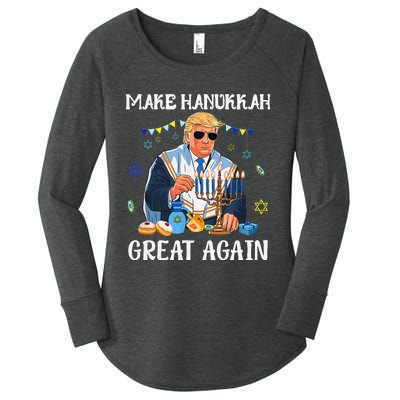 Make Hanukkah Great Again Trump Jewish Ugly Chanukah Gift Women's Perfect Tri Tunic Long Sleeve Shirt