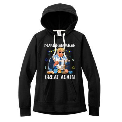 Make Hanukkah Great Again Trump Jewish Ugly Chanukah Gift Women's Fleece Hoodie