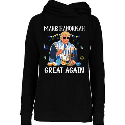 Make Hanukkah Great Again Trump Jewish Ugly Chanukah Gift Womens Funnel Neck Pullover Hood