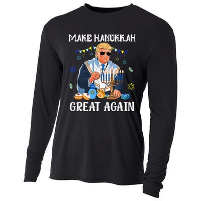 Make Hanukkah Great Again Trump Jewish Ugly Chanukah Gift Cooling Performance Long Sleeve Crew