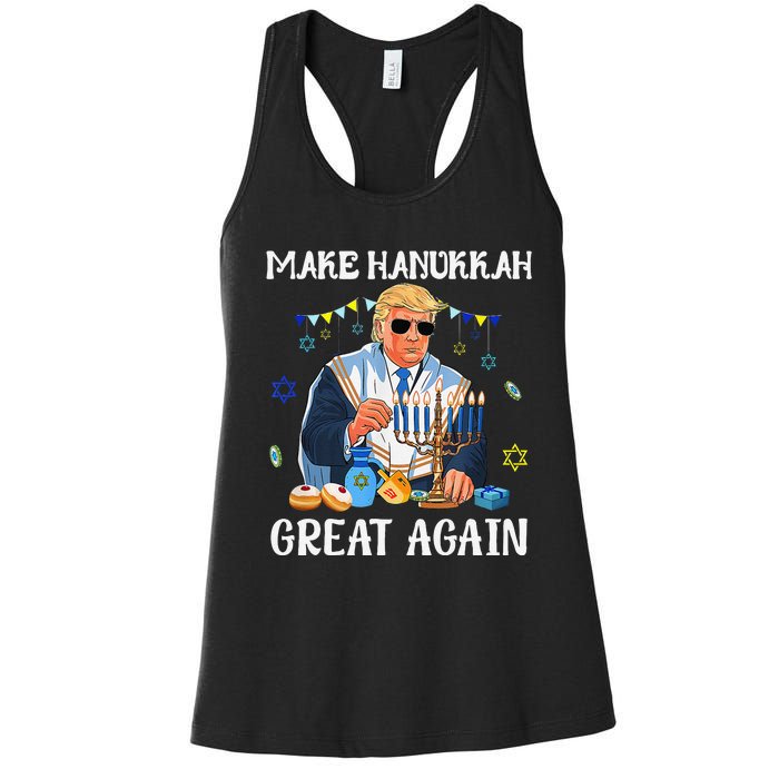 Make Hanukkah Great Again Trump Jewish Ugly Chanukah Gift Women's Racerback Tank