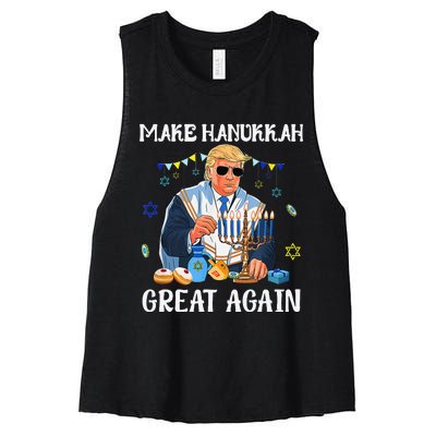 Make Hanukkah Great Again Trump Jewish Ugly Chanukah Gift Women's Racerback Cropped Tank