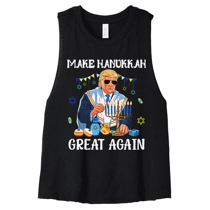 Make Hanukkah Great Again Trump Jewish Ugly Chanukah Gift Women's Racerback Cropped Tank