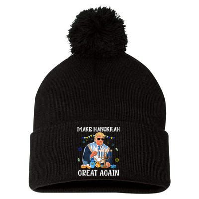 Make Hanukkah Great Again Trump Jewish Ugly Chanukah Gift Pom Pom 12in Knit Beanie