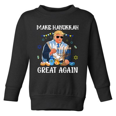 Make Hanukkah Great Again Trump Jewish Ugly Chanukah Gift Toddler Sweatshirt