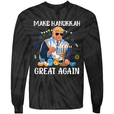 Make Hanukkah Great Again Trump Jewish Ugly Chanukah Gift Tie-Dye Long Sleeve Shirt