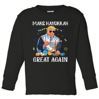 Make Hanukkah Great Again Trump Jewish Ugly Chanukah Gift Toddler Long Sleeve Shirt