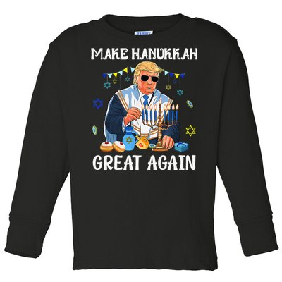 Make Hanukkah Great Again Trump Jewish Ugly Chanukah Gift Toddler Long Sleeve Shirt