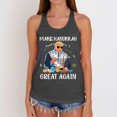 Make Hanukkah Great Again Trump Jewish Ugly Chanukah Gift Women's Knotted Racerback Tank