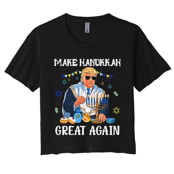 Make Hanukkah Great Again Trump Jewish Ugly Chanukah Gift Women's Crop Top Tee