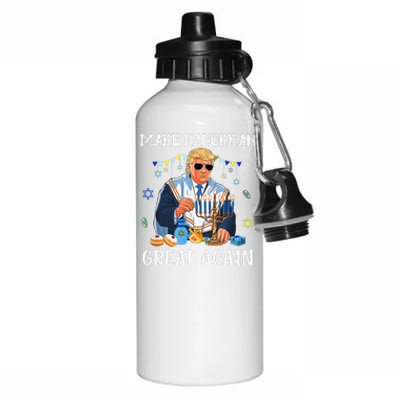 Make Hanukkah Great Again Trump Jewish Ugly Chanukah Gift Aluminum Water Bottle