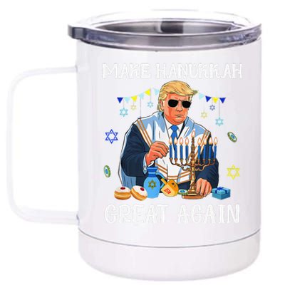 Make Hanukkah Great Again Trump Jewish Ugly Chanukah Gift 12 oz Stainless Steel Tumbler Cup