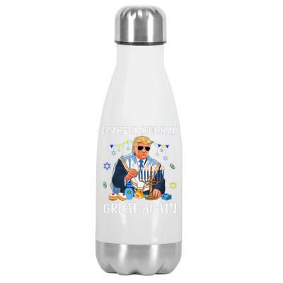 Make Hanukkah Great Again Trump Jewish Ugly Chanukah Gift Stainless Steel Insulated Water Bottle