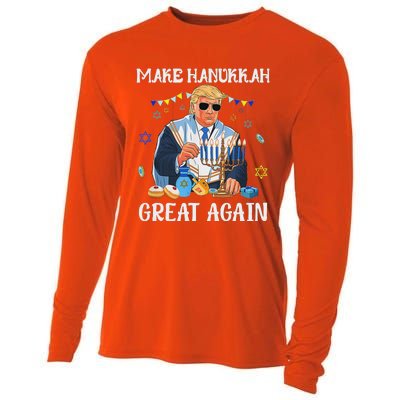 Make Hanukkah Great Again Trump Jewish Ugly Chanukah Sweater Cooling Performance Long Sleeve Crew