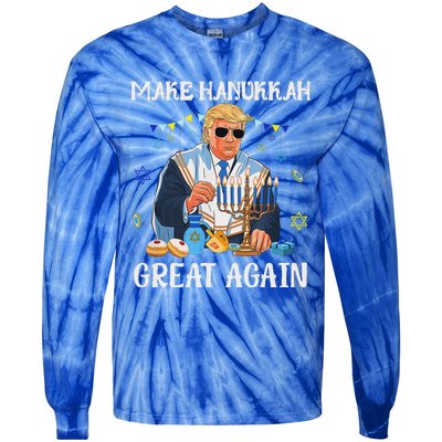 Make Hanukkah Great Again Trump Jewish Ugly Chanukah Sweater Tie-Dye Long Sleeve Shirt