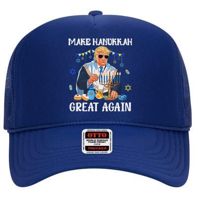 Make Hanukkah Great Again Trump Jewish Ugly Chanukah Sweater High Crown Mesh Back Trucker Hat