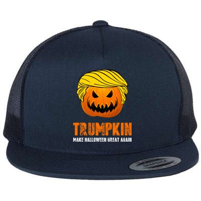 Make Halloween Great Again Trumpkin Cool Gift Flat Bill Trucker Hat