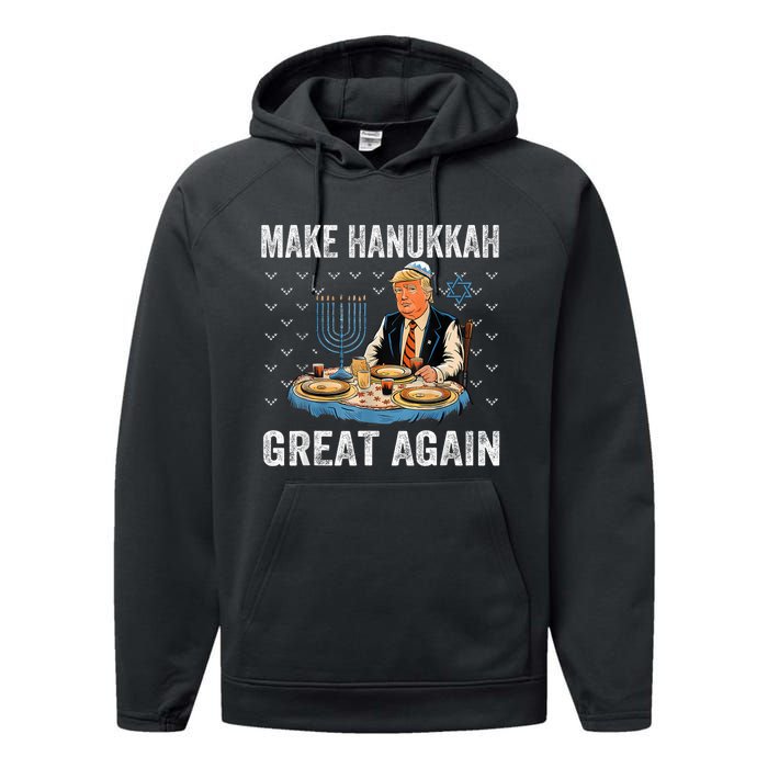 Make Hanukkah Great Again Trump Jewish Ugly Chanukah Performance Fleece Hoodie