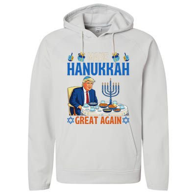 Make Hanukkah Great Again Donald Trump Dinner Jewish Performance Fleece Hoodie