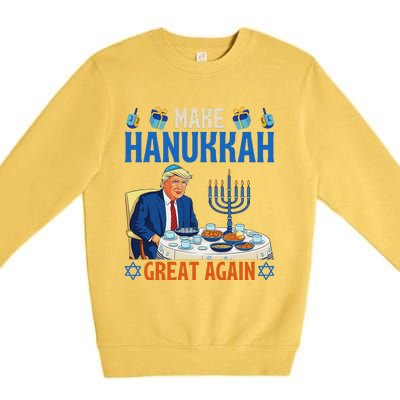 Make Hanukkah Great Again Donald Trump Dinner Jewish Premium Crewneck Sweatshirt