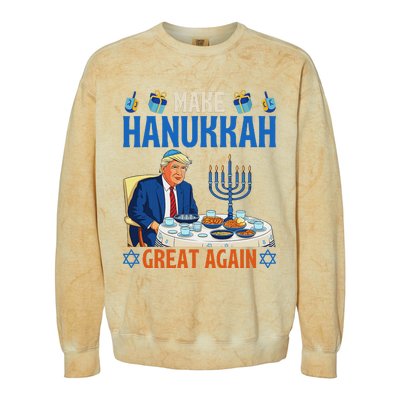 Make Hanukkah Great Again Donald Trump Dinner Jewish Colorblast Crewneck Sweatshirt