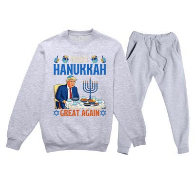 Make Hanukkah Great Again Donald Trump Dinner Jewish Premium Crewneck Sweatsuit Set