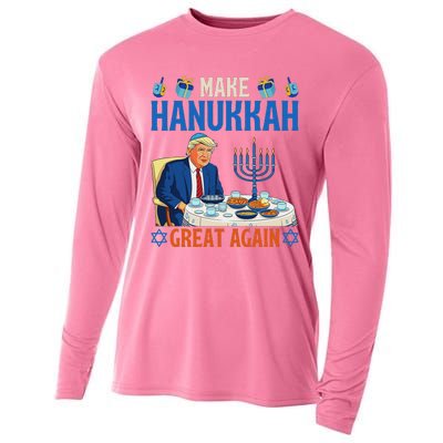 Make Hanukkah Great Again Donald Trump Dinner Jewish Cooling Performance Long Sleeve Crew