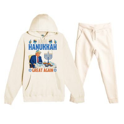 Make Hanukkah Great Again Donald Trump Dinner Jewish Premium Hooded Sweatsuit Set