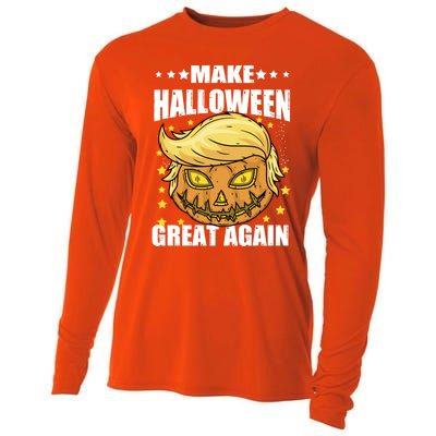 Make Halloween Great Again Funny Trump Head Pumpkin Lantern Great Gift Cooling Performance Long Sleeve Crew