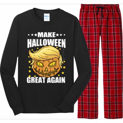 Make Halloween Great Again Funny Trump Head Pumpkin Lantern Great Gift Long Sleeve Pajama Set