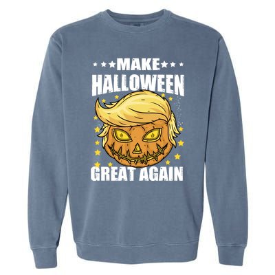 Make Halloween Great Again Funny Trump Head Pumpkin Lantern Great Gift Garment-Dyed Sweatshirt