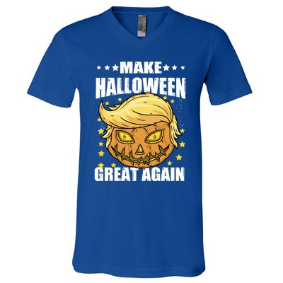 Make Halloween Great Again Funny Trump Head Pumpkin Lantern Great Gift V-Neck T-Shirt