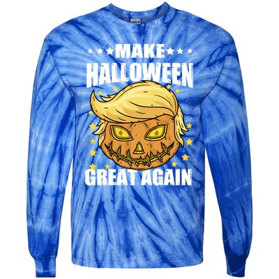 Make Halloween Great Again Funny Trump Head Pumpkin Lantern Great Gift Tie-Dye Long Sleeve Shirt