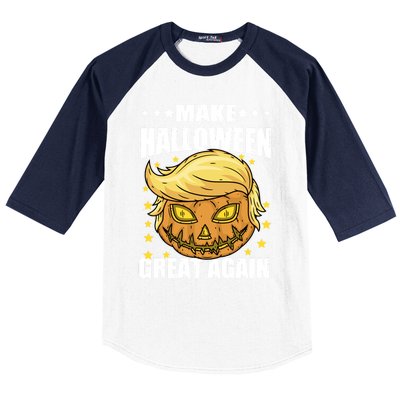 Make Halloween Great Again Funny Trump Head Pumpkin Lantern Great Gift Baseball Sleeve Shirt