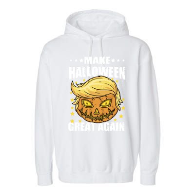 Make Halloween Great Again Funny Trump Head Pumpkin Lantern Great Gift Garment-Dyed Fleece Hoodie