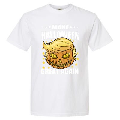 Make Halloween Great Again Funny Trump Head Pumpkin Lantern Great Gift Garment-Dyed Heavyweight T-Shirt