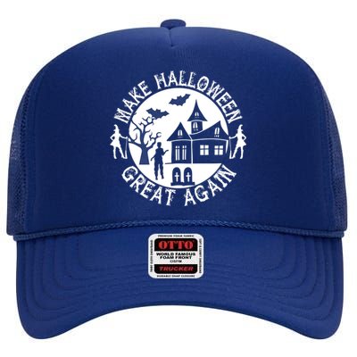 Make Halloween Great Again Halloween Funny Gift High Crown Mesh Back Trucker Hat