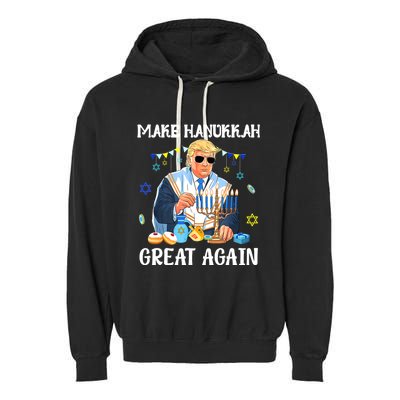 Make Hanukkah Great Again Trump Jewish Ugly Garment-Dyed Fleece Hoodie