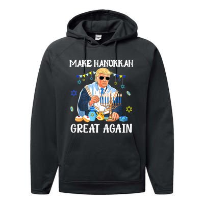 Make Hanukkah Great Again Trump Jewish Ugly Performance Fleece Hoodie