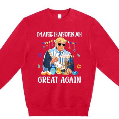 Make Hanukkah Great Again Trump Jewish Ugly Premium Crewneck Sweatshirt