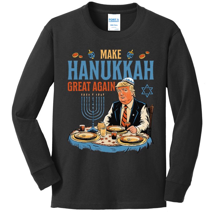 Make Hanukkah Great Again Trump Chanukkah Jewish Holiday Kids Long Sleeve Shirt