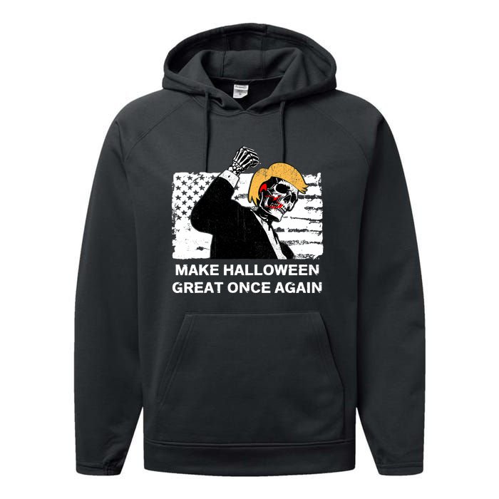 Make Halloween Great Onceagain Skeleton Trump 2024 Fight Performance Fleece Hoodie