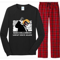 Make Halloween Great Onceagain Skeleton Trump 2024 Fight Long Sleeve Pajama Set