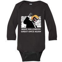 Make Halloween Great Onceagain Skeleton Trump 2024 Fight Baby Long Sleeve Bodysuit