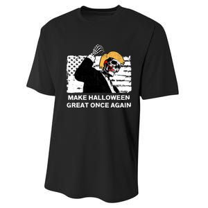 Make Halloween Great Onceagain Skeleton Trump 2024 Fight Performance Sprint T-Shirt