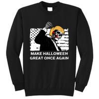 Make Halloween Great Onceagain Skeleton Trump 2024 Fight Tall Sweatshirt