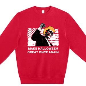 Make Halloween Great Onceagain Skeleton Trump 2024 Fight Premium Crewneck Sweatshirt